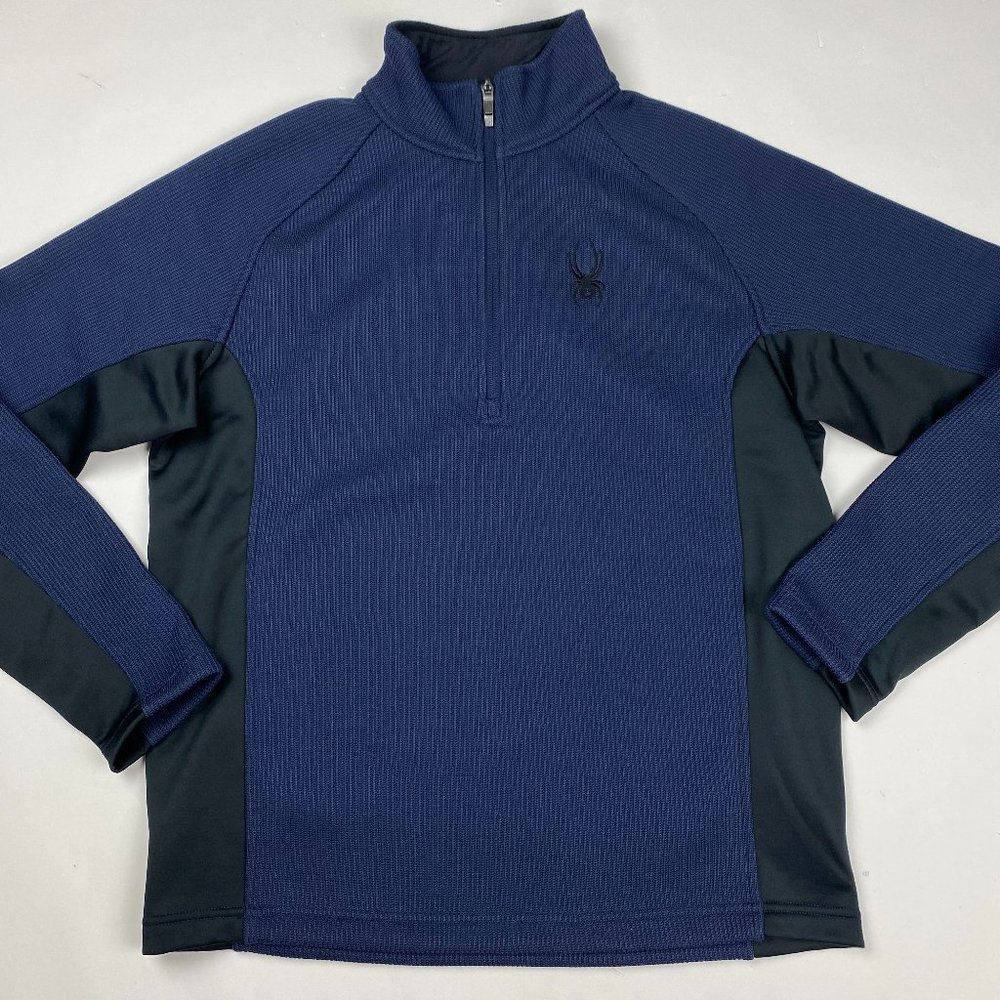 NWOT Spyder Core Sweater 1/4 Zip Pullover Men's Medium Blue with Black Trim Ski